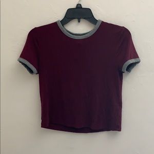 Forever 21 Maroon and Gray Crop Top